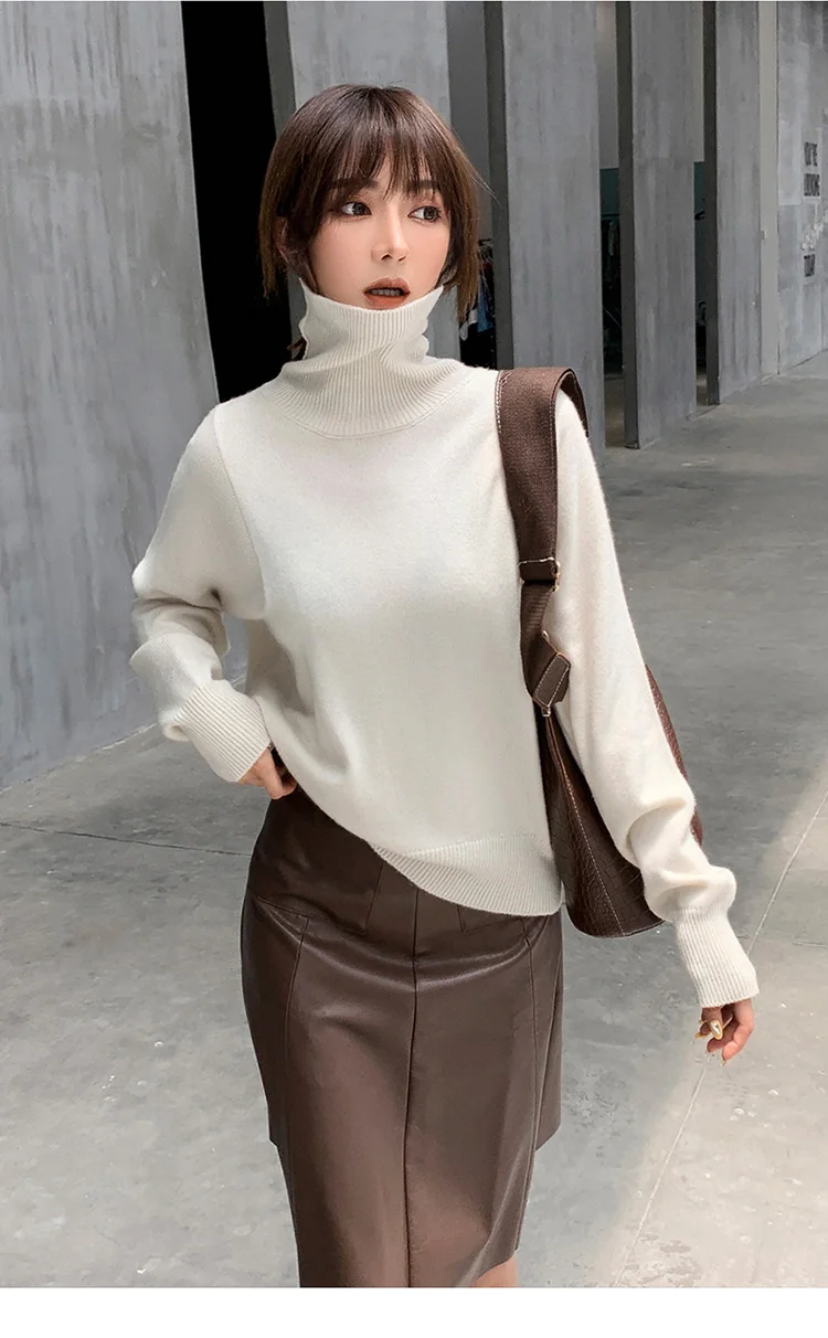 Дэн zi на осень-зиму 100% кашемировый свитер женский пуловер с высоким воротом для