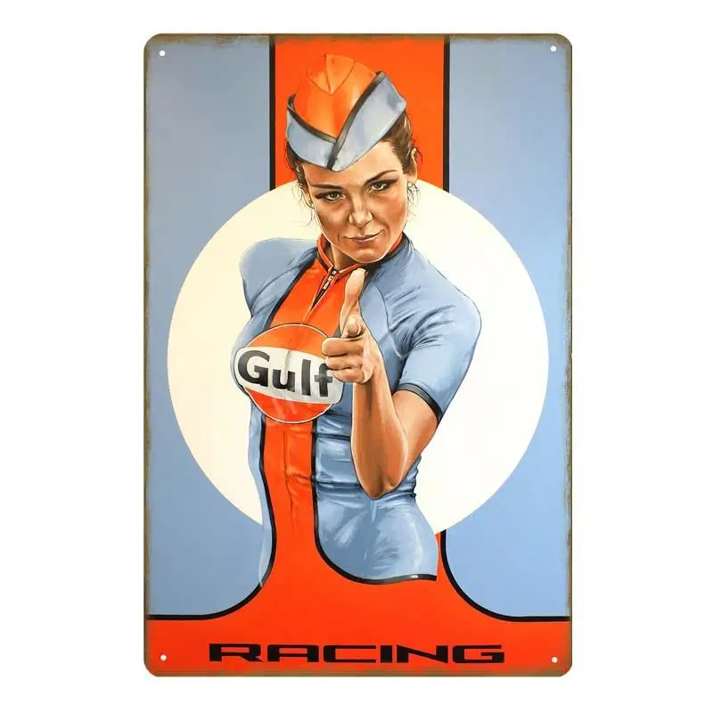 

That Good Gulf Gasoline Vintage Decor Metal Tin Signs Racing Team Poster Wall Plaque Motor Oil Metal Plate