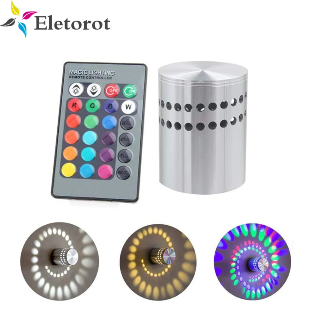 

3W colorful led aluminum spiral hole wall lamp with remote control For living room bedroom bedside lamp bar KTV corridor lights