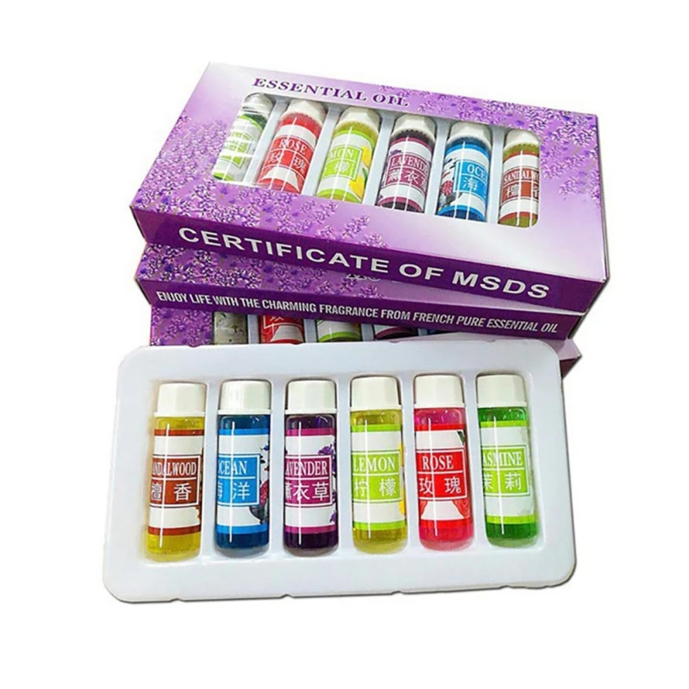 

6pcs/set Essential Oil for Diffuser Aromatherapy Oil Humidifier 6 Kind 5ML Fragrance Aromatherapy Natural Spa Car Accessories