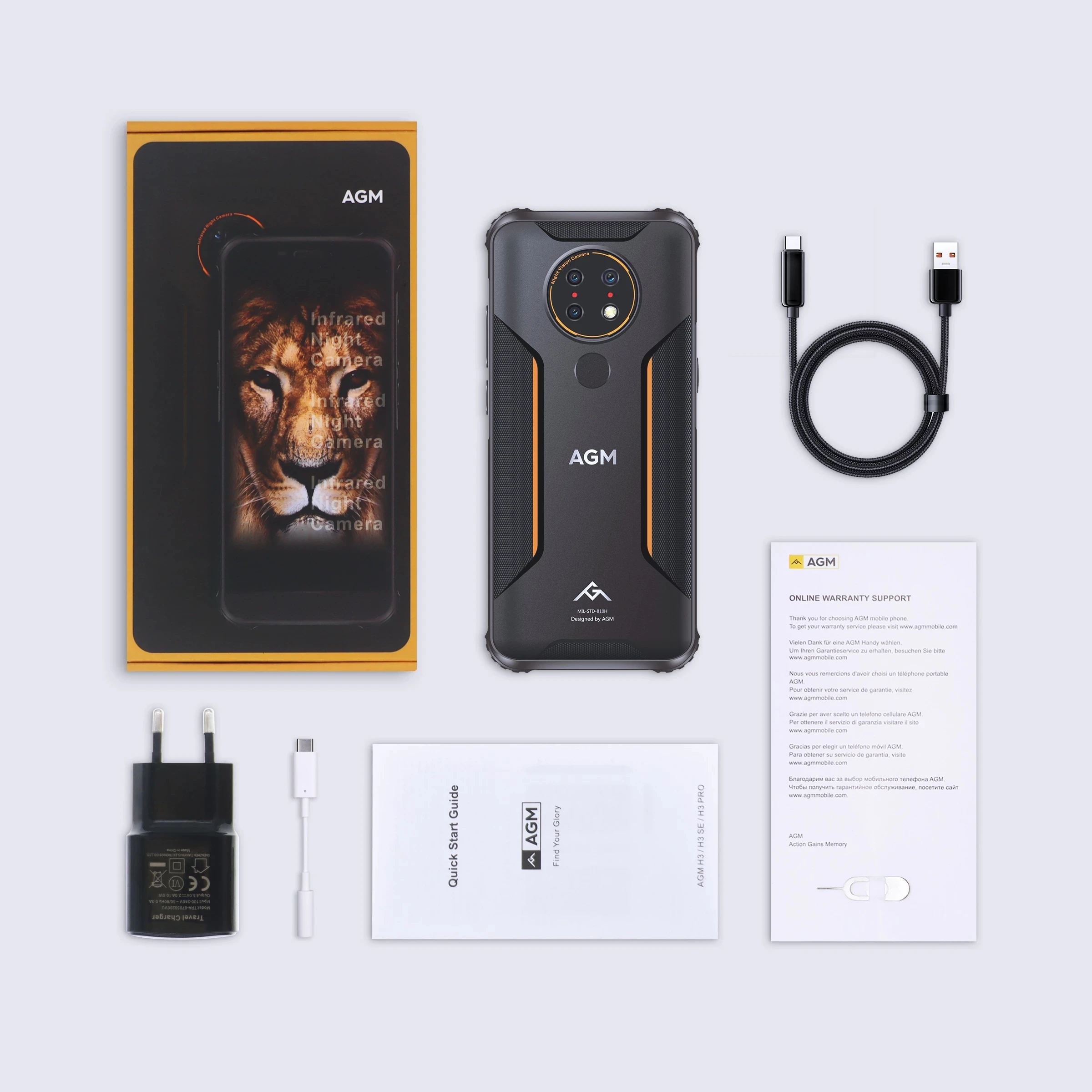 AGM H3 Infrared Night Vision Phone IP68/IP69K Waterproof Phone 5.7