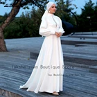 Lakshmigown элегантное мусульманское сатиновое свадебное платье с длинным рукавом 2022 с высоким воротом Suknia Slubna Boho Kaftan женские свадебные платья