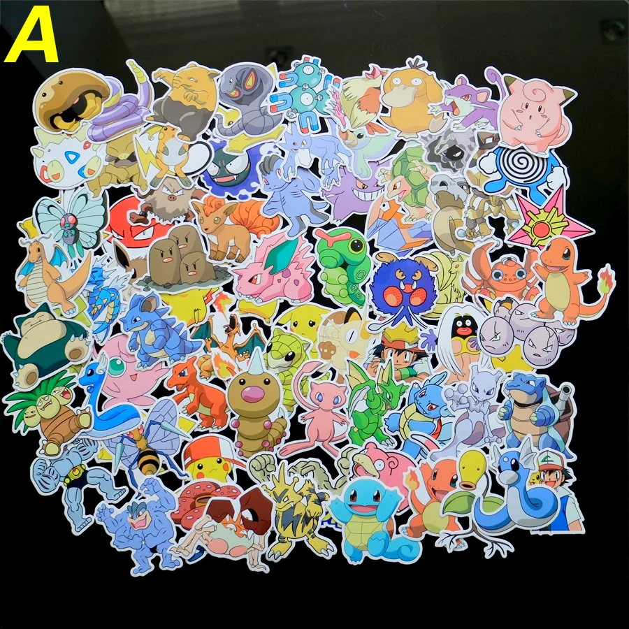 80 шт./лот 160 видов мультяшных аминовых покемонов наклеек для украшения стен