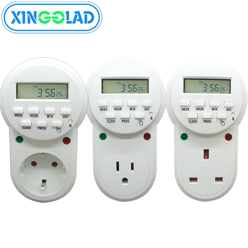 With Switch Indicator Screen Electronic Smart Digital Timer Socket 7 Days 12/24 Hour Programmable Adjustable Timing EU UK US