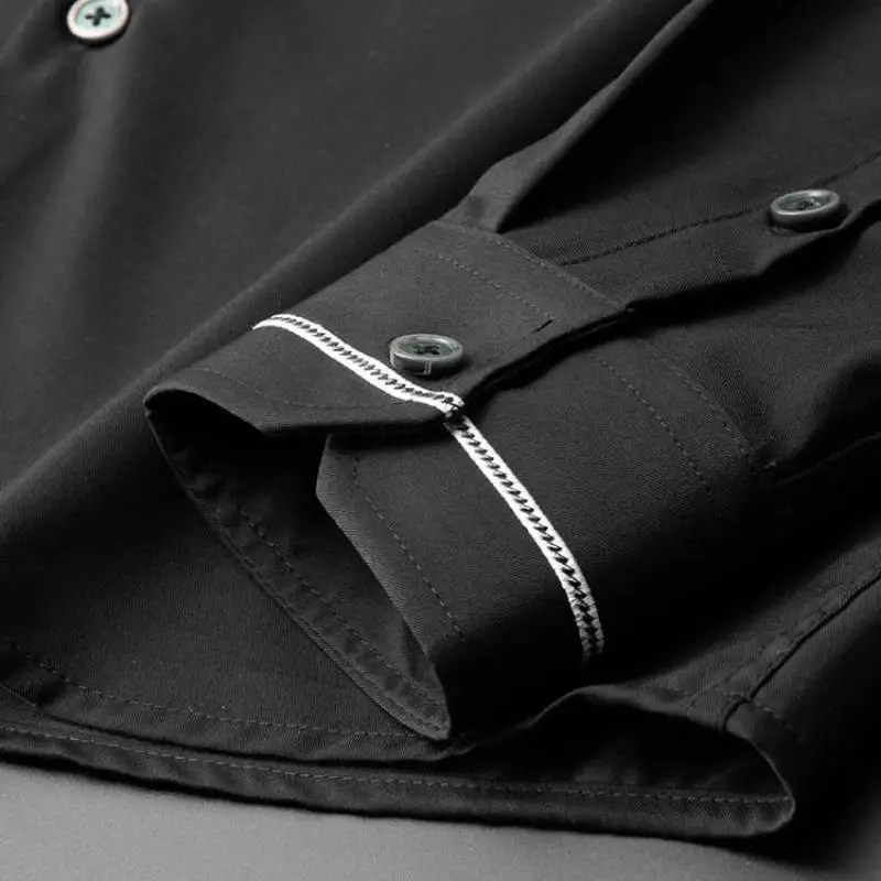 

Long sleeve man shirts Luxury Long Sleeve Embroidery Collar Leisure Business Mens Dress Shirts Slim Fit Man Shirts 2021