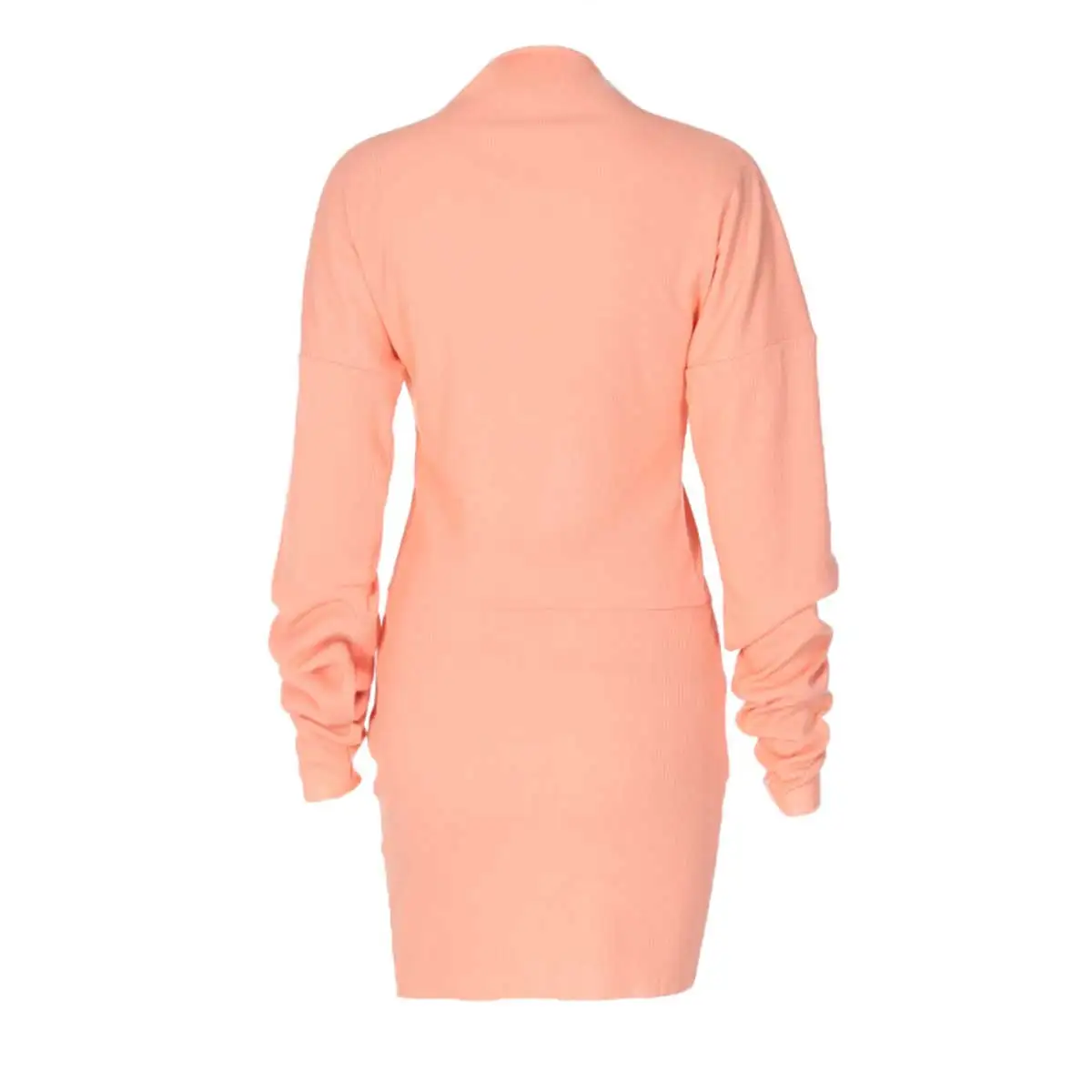 

Women's Spring Fall Two Pieces Set 2020Fashion Sexy Slim Short Tops Double Zipper Simple Stand-up Collar Jacket&Pencil Skirt Set