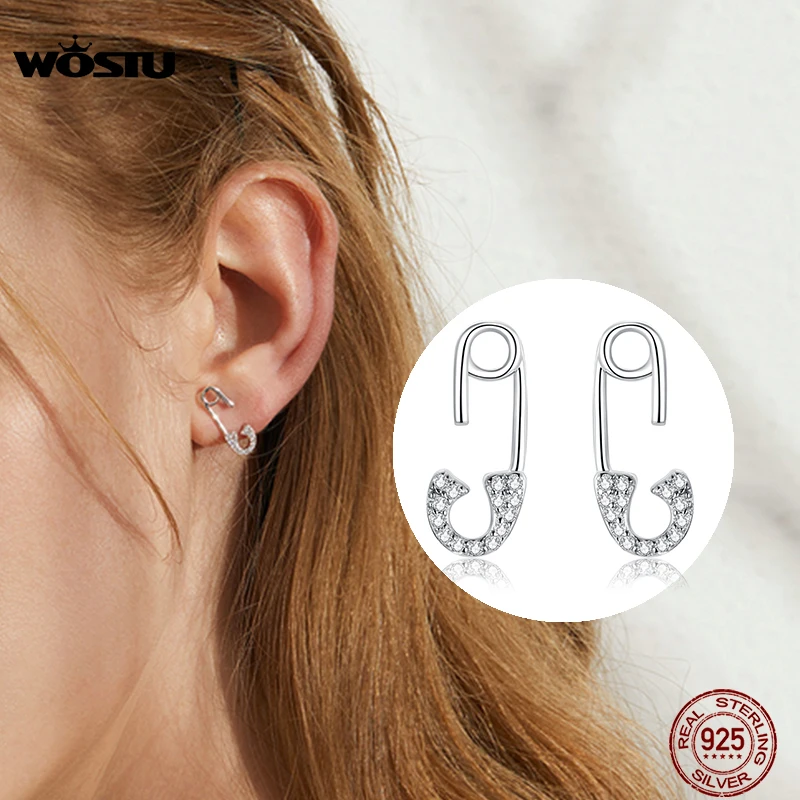 WOSTU 100% настоящее 925 пробы серебряные серьги для женщин новый дизайн простой
