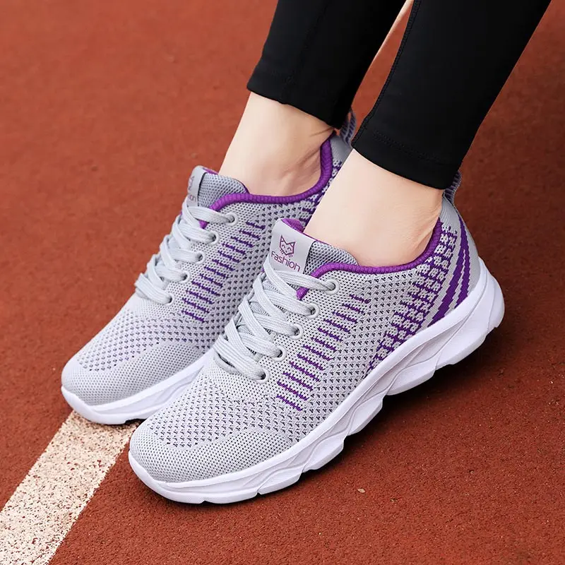 

Women sneakers 2021 mesh breathable female casual shoes women sneakers lightweight hollow soft lace up shoes plus size
