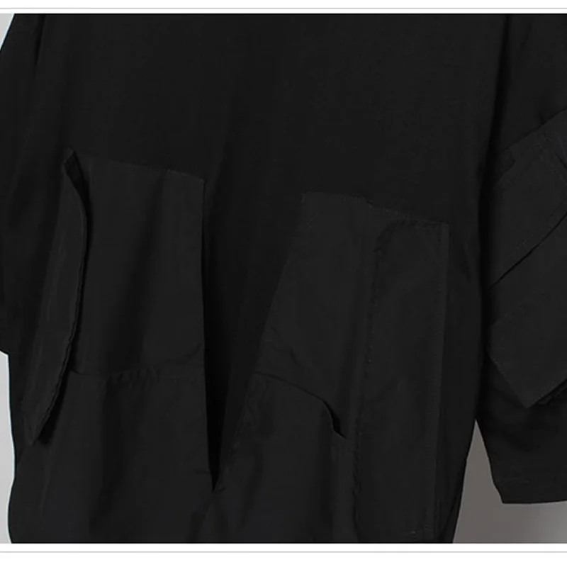 

Hop Hip Dark Functional Harajuku T-Shirt Men 2021 Summer Pocket Patchwork Streetwear Tshirts Cotton Tops Tees WB209