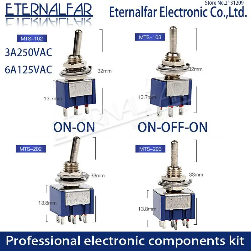 Тумблер SPDT 3A 6A125V AC MTS 102 Mini 3PIN ON Rocker Switch кнопка включения двигателя переключатель с