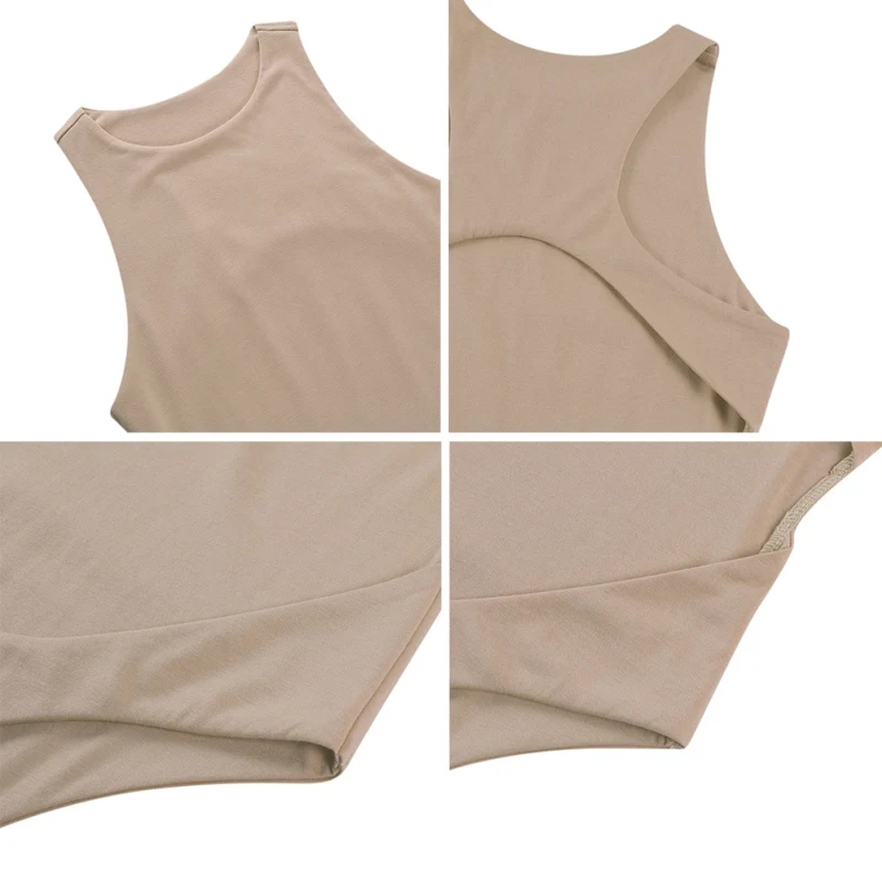 

Women'S European And American Hollow Back Round Neck Solid Color Slim Sexy Backless Bodysuit