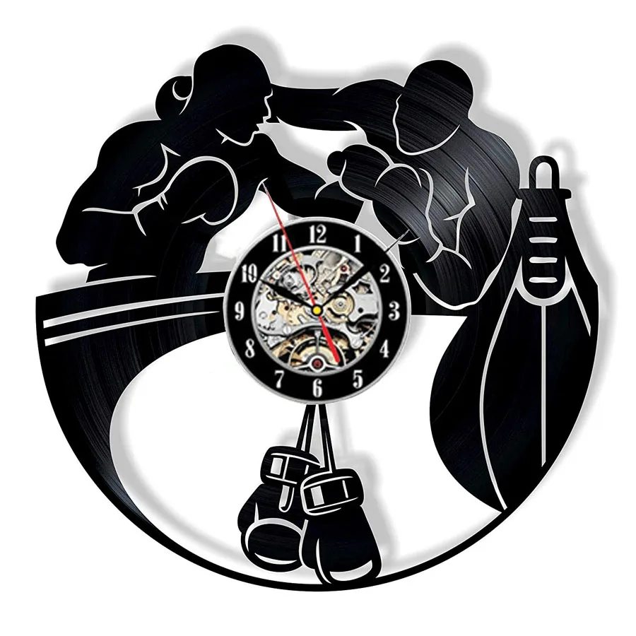 Боксерские настенные часы с виниловой пластиной современный дизайн боксерские