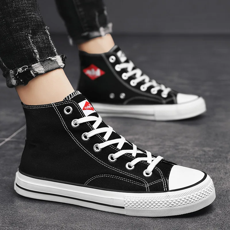 

Men Canvas Shoes Fashion Summer Casual Sneakers Student Casual Shoes Comfortable Flat High Top Walking Shoes Man Vulcanize Shoes