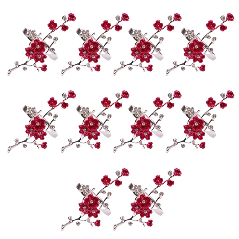 10 шт. Свадебные серебряные Цвет роспись сливы пуговица для салфетки кольца