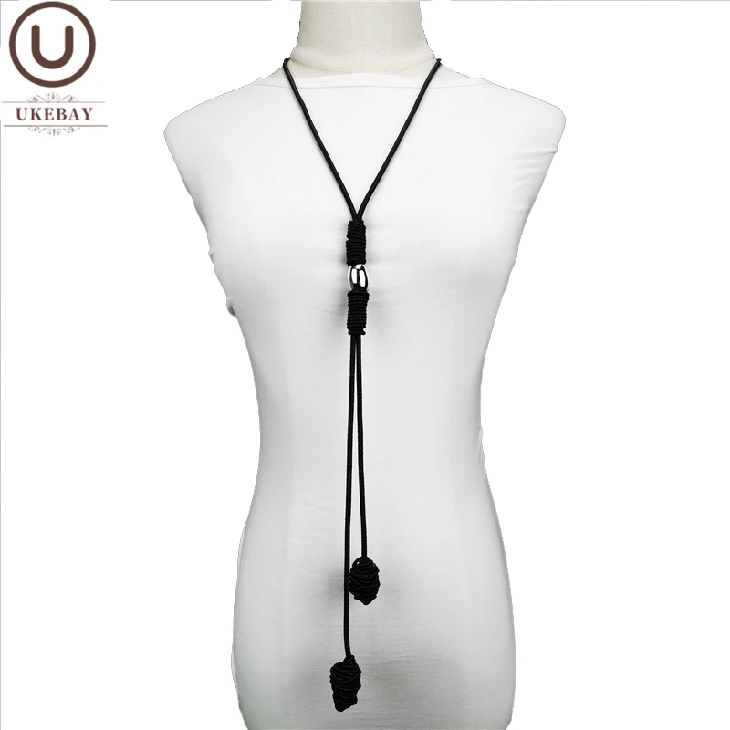 

UKEBAY New Long Handmade Pendant Necklace Black Chains Strange Fashion Jewelry Women Wedding Jewelry Necklaces Party Accessories