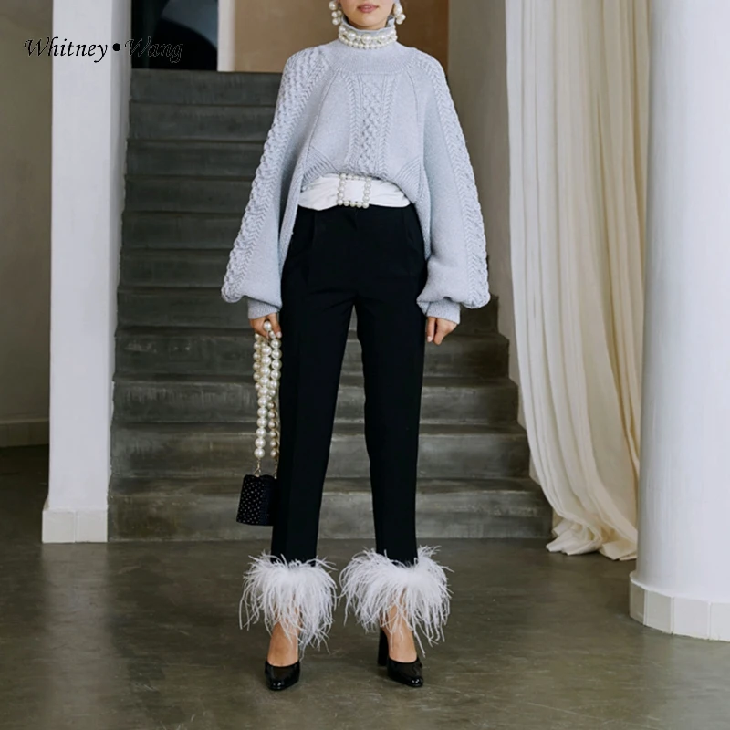 Модель сезона осень зима 2019 года модная уличная одежда WHITNEY WANG с эластичной