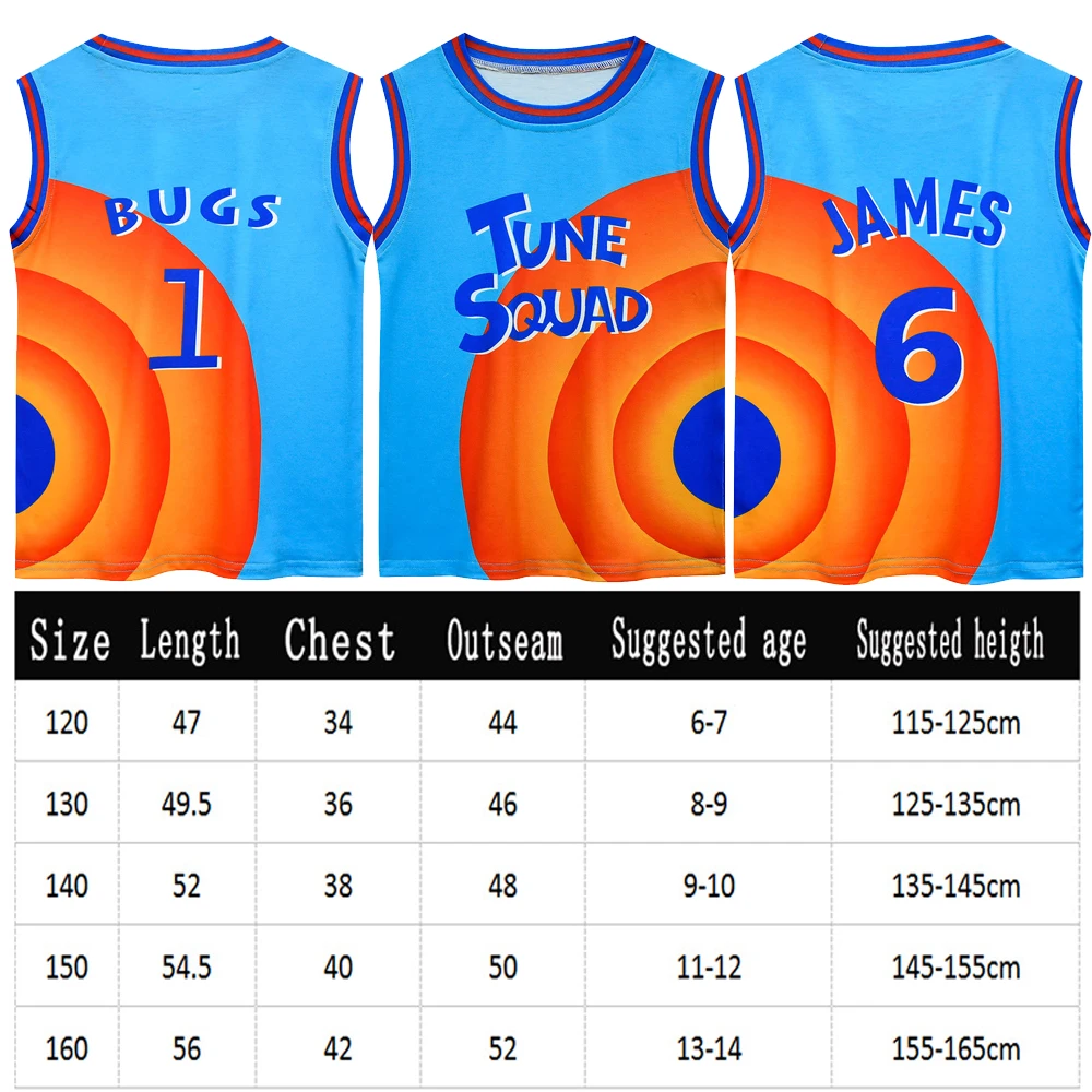 Костюм баскетболиста Space Jam 2 Basketball LBJ Jersey Tune Squad Embroidery #6 Jameser Top Cos, включающий футболку и шорты.