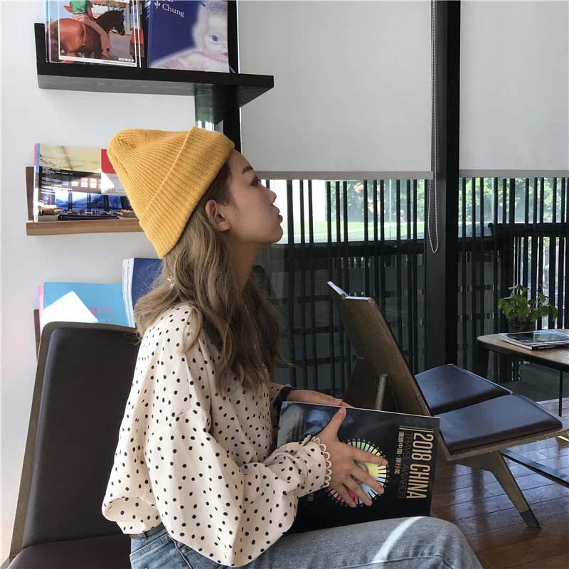 

Korean style sweet polka dot full v-neck loose Spring and autumn shirt Women's Clothing fashion brand ladies tops vetement femme