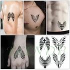 Водостойкая временная татуировка-наклейка с крыльями ангела, перекрестными перьями, черная поддельная татуировка, флэш-тату, большой размер, татуировки для детей, женщин, мужчин