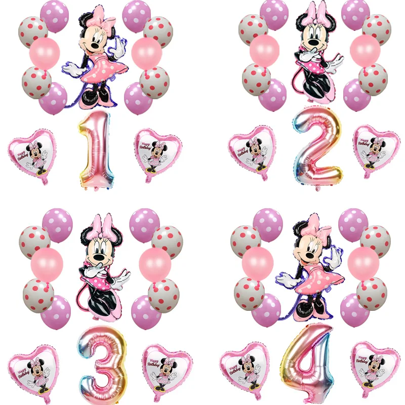 

Disney Minnie Foil Balloons Set Mickey Mouse 32inch Number Balloons Birthday Party Decorations Baby Shower Kids Toy Air Globos