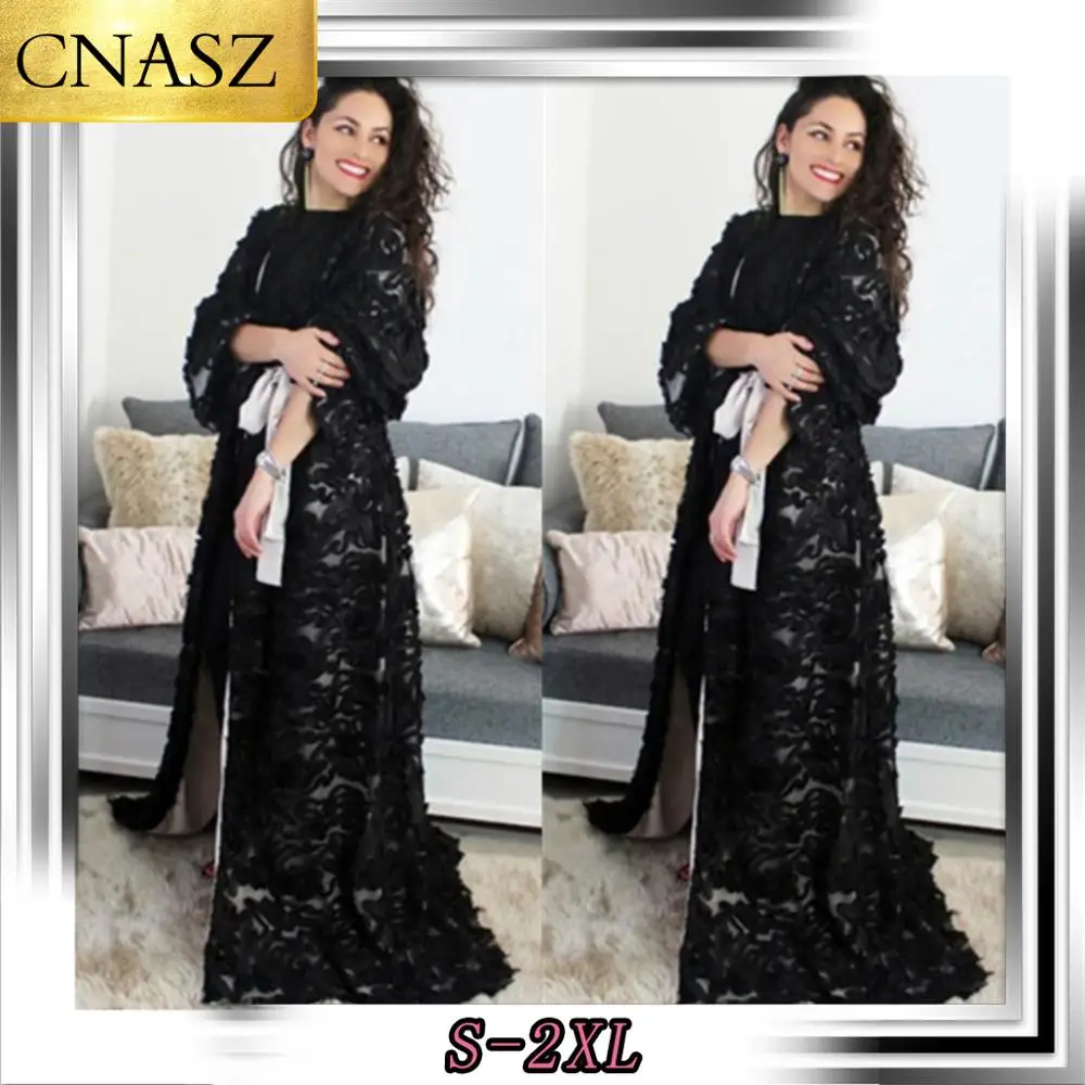Женское длинное платье-кардиган элегантное вечернее платье с цветочным кружевом