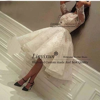 fashion ivory short prom dress lace applique beads half sleeve knee length dubai arabic short cocktail dress party gowns