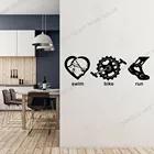 Плавание, велосипед, бег, цитаты, спортивные обои, наклейка на стену для триатлона, наклейка для автомобиля, плавание, постеры, Виниловая наклейка на стену, Декор, роспись WZ79