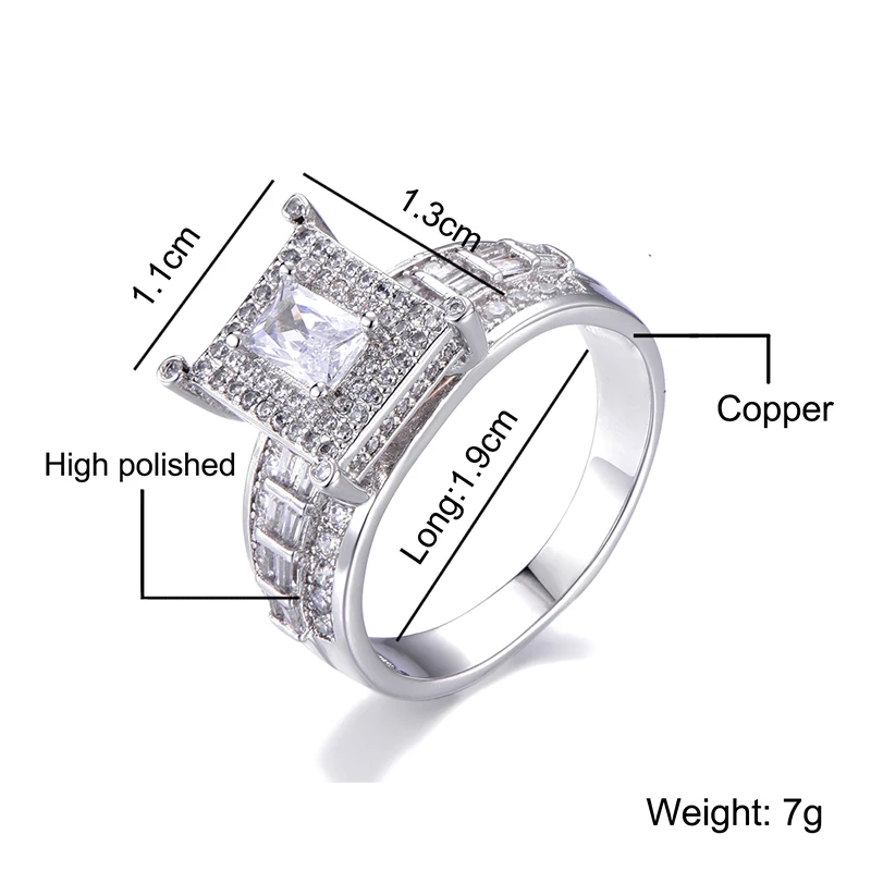 Hip Hop Geometric Square Bling CZ Iced Out Copper AAA Cubic Zircon Ring For Men Women Jewelry Gold | Украшения и аксессуары