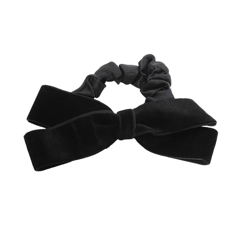 

Fashion Cute Plush Black Bowknot Velvet Hair ring Rope Woman's HairBand Elastic Hair Band Korean Girl Headwear