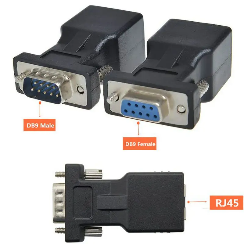 Высококачественный переходник DB9 RS232 штекер/гнездо к гнезду RJ45 COM порт Ethernet порту