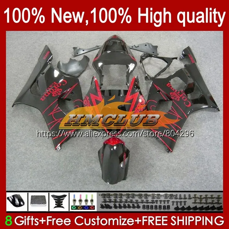 Боди комплект для SUZUKI GSXR 1000 CC 1000CC красный черный K3 GSXR1000 33No.87 GSX R1000 03 04 2003 2004