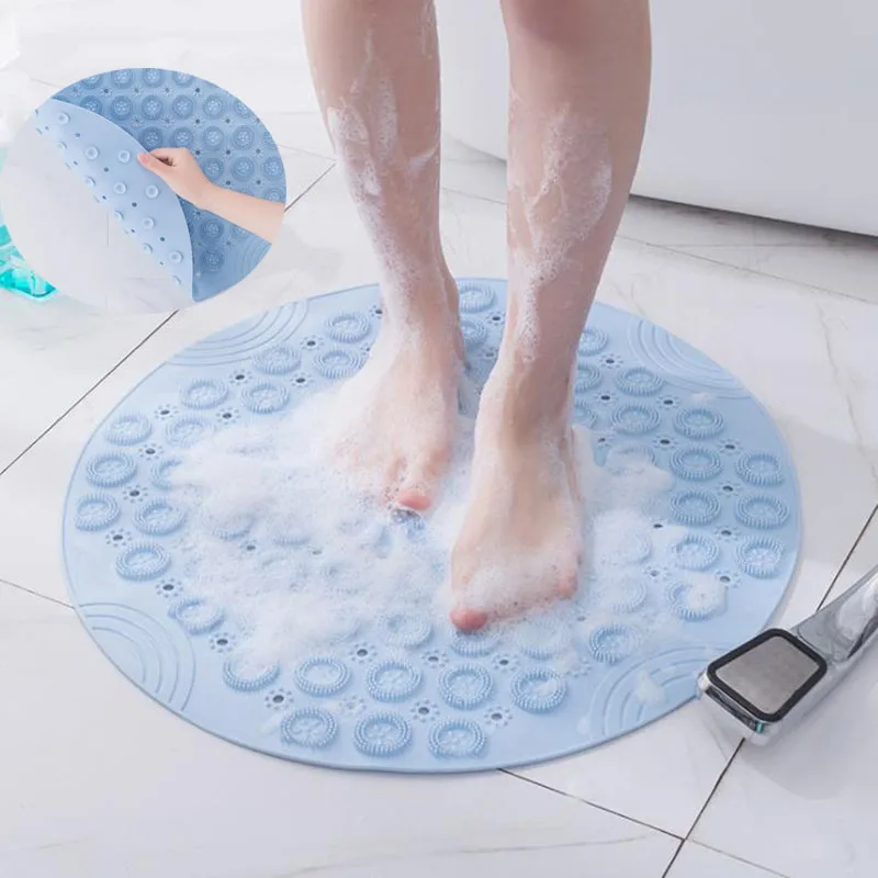 

55x55cm Round Bathroom Mat Safety Shower Bath Mat Non-slip Massage Pad Bathroom Carpet Floor Drainage Suction cup Bath Mat