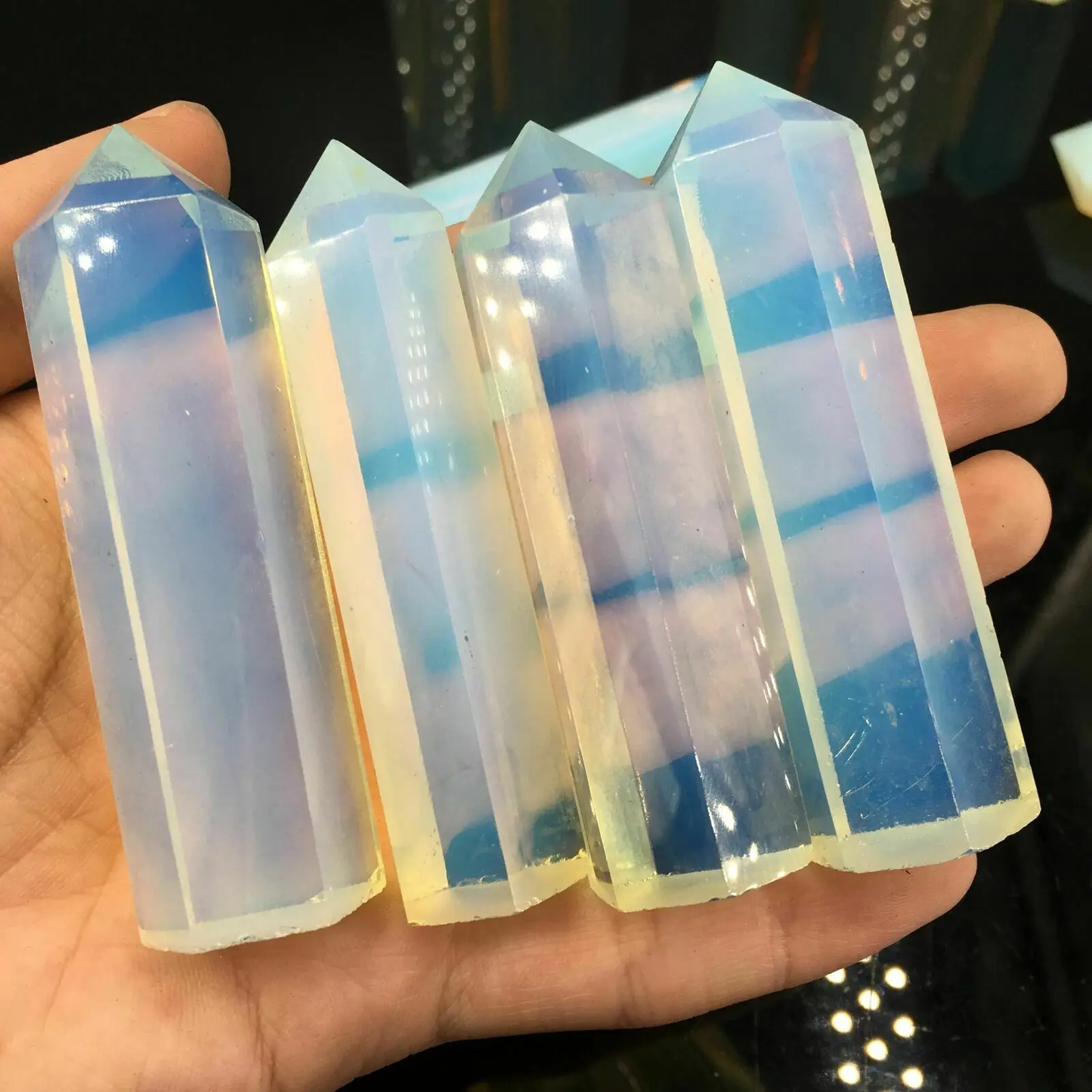 Opalite quartz obelisk quartz Crystal Wand Point Reiki Healing 9-11cm