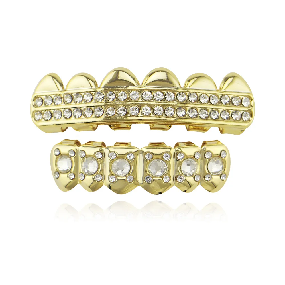 Счастливый сын хип хоп ЗУБЫ Grillz Кристалл Панк мужчины Bijoux верх и низ зубные грили