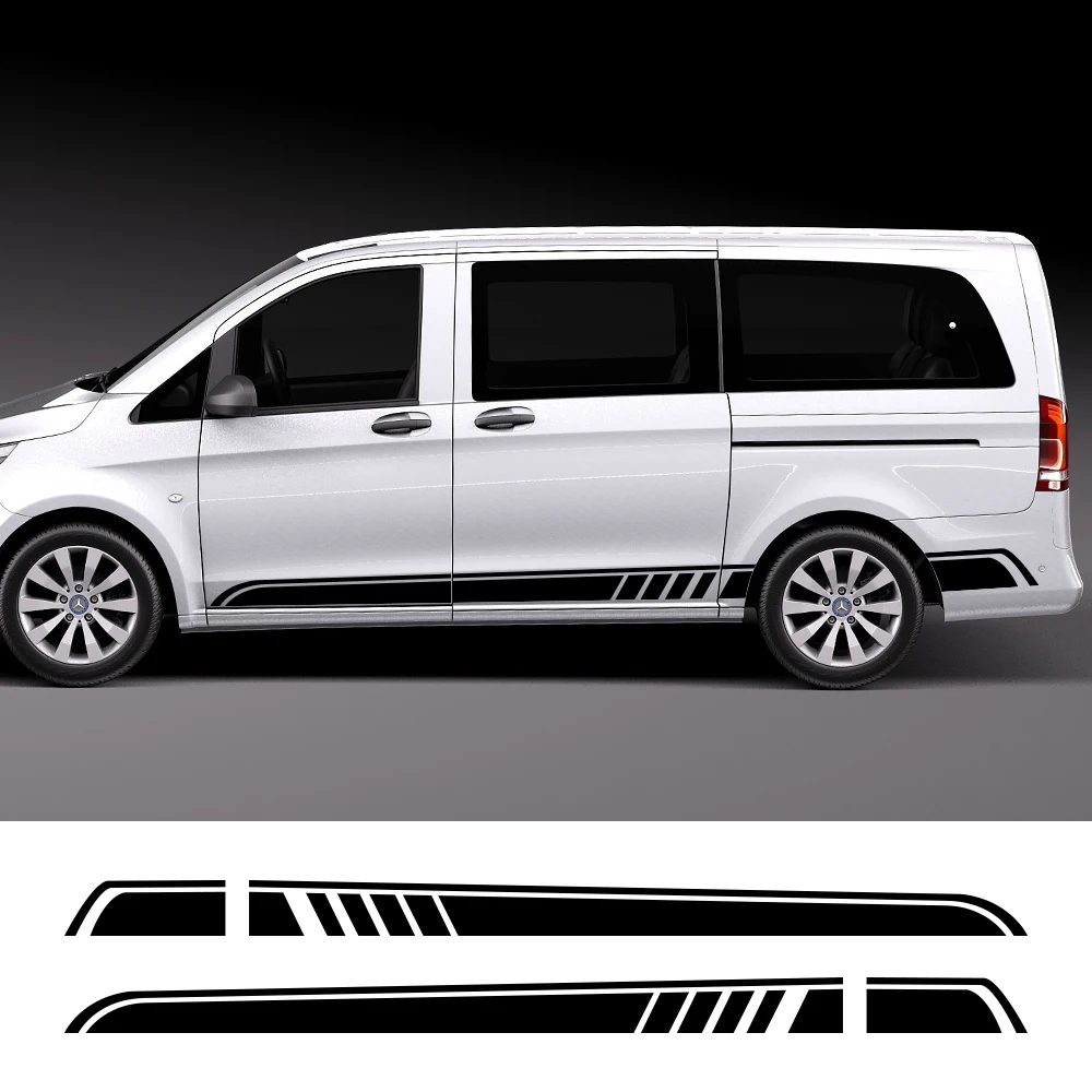 

2pcs Car Long Side Stripe Sticker Auto Vinyl Film Decals Automobiles For Mercedes Benz Vito Viano V Class w447 v260 Accessories