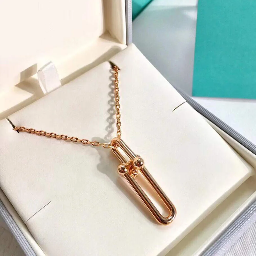 

New Popular Brand Pure 925 Silver Female Jewelry Shaped Necklace Thick Chain Platinum Rose Gold Party Exquisite European rose