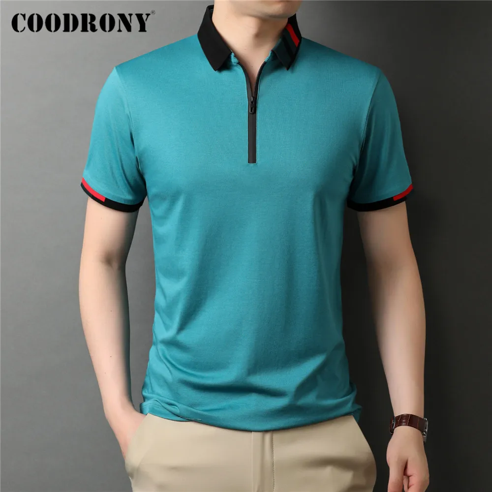 

Рубашка-поло COODRONY C5228S Мужская, брендовая сорочка с короткими рукавами, в повседневном и деловом стиле, с модным воротником, на лето