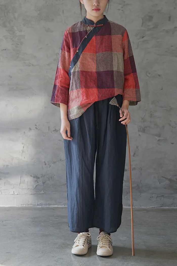 Оригинальный Вертикальный Воротник Guofeng наклонный отворот цветная тканая