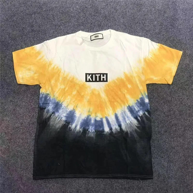 

19ss Latest Summer Hip-hop kanye west Tie dyeing KITH tees Best quality Men Women Fashion Short sleeve T-Shirts
