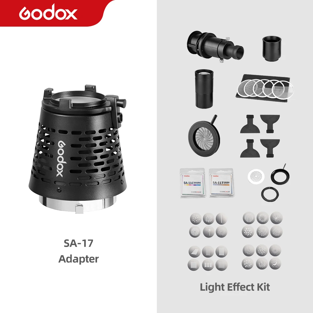 Адаптер для объектива Godox SA 17 Snoot проектор Bowens Mount S30 VL150 P VL200 VL300 светодиодный