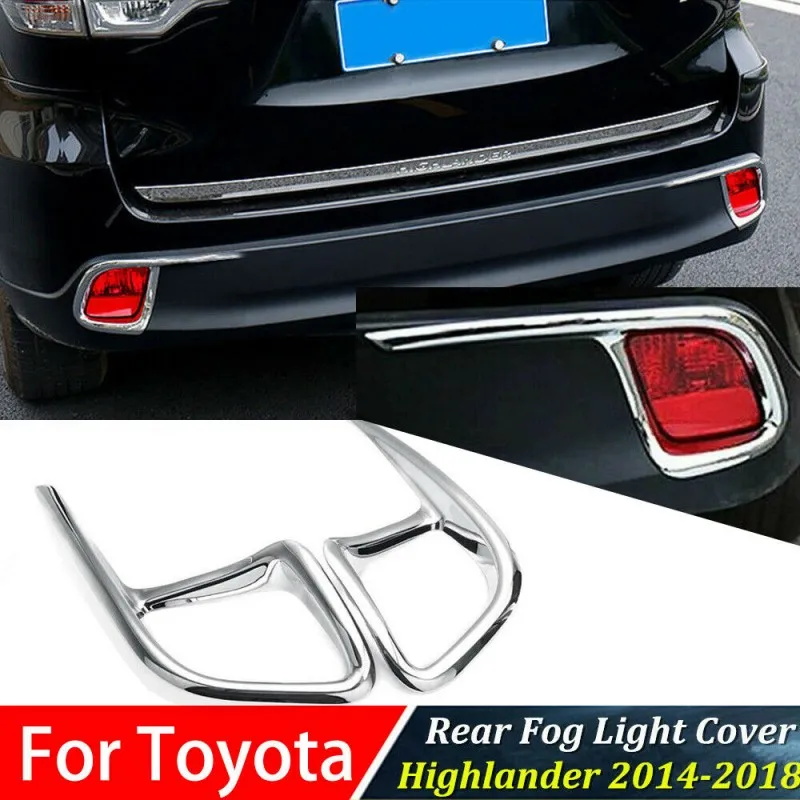 

JanDeNing 2PCS/Set For Toyota Highlander 2015-2019 ABS Chrome Rear Fog Lights Lamp Cover Frame Trim Emblems