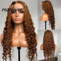 honey brown curly 13x4 lace front wig human hair wigs water wave hd transparent lace brazilian remy pre plucked bleached knots