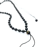 10pc natural black obsidian round amulet beads handmade knotted necklace chains fit stone pendant