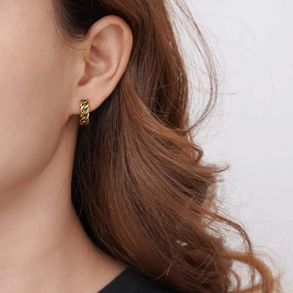 Не вызывает аллергии в стиле ретро из нержавеющей стали на цепочке серьги