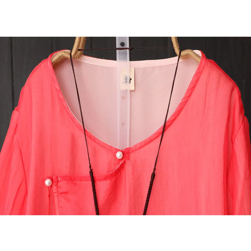 

Shirt ladies retro Chinese style chiffon top small shirt spring and summer loose autumn coat plus size women camisas femininas
