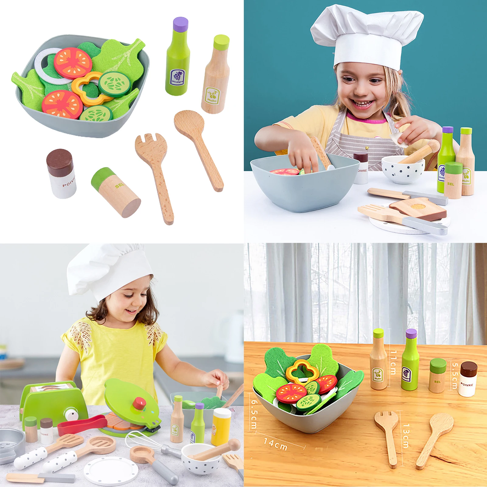

Kitchen Pretend Vegetable Fruit Salad Playset Early Educational Toys Girls Gift