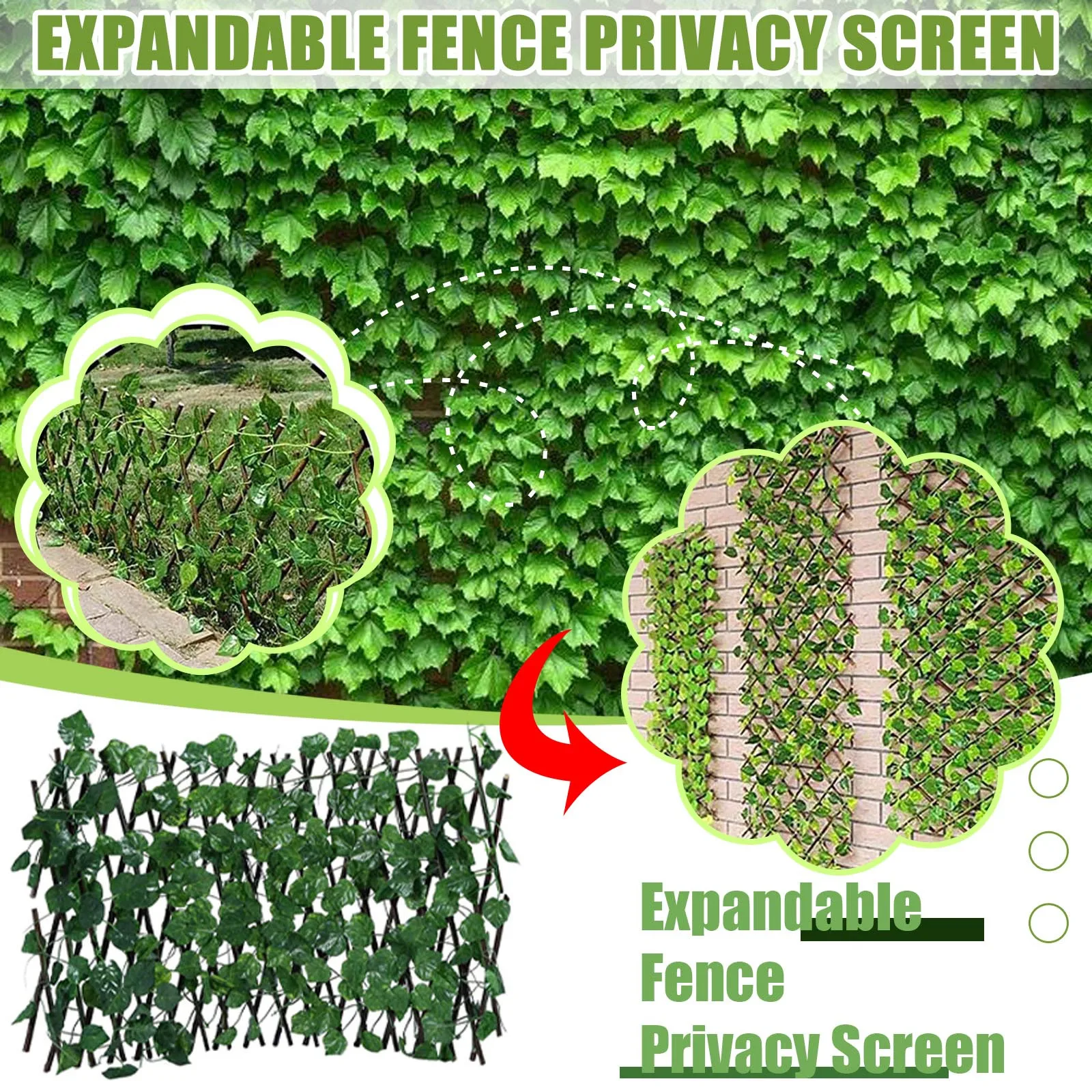 Artificial Garden Plant Expanding Fence Retractable Screen with Expandable Privacy UV Protected | Дом и сад