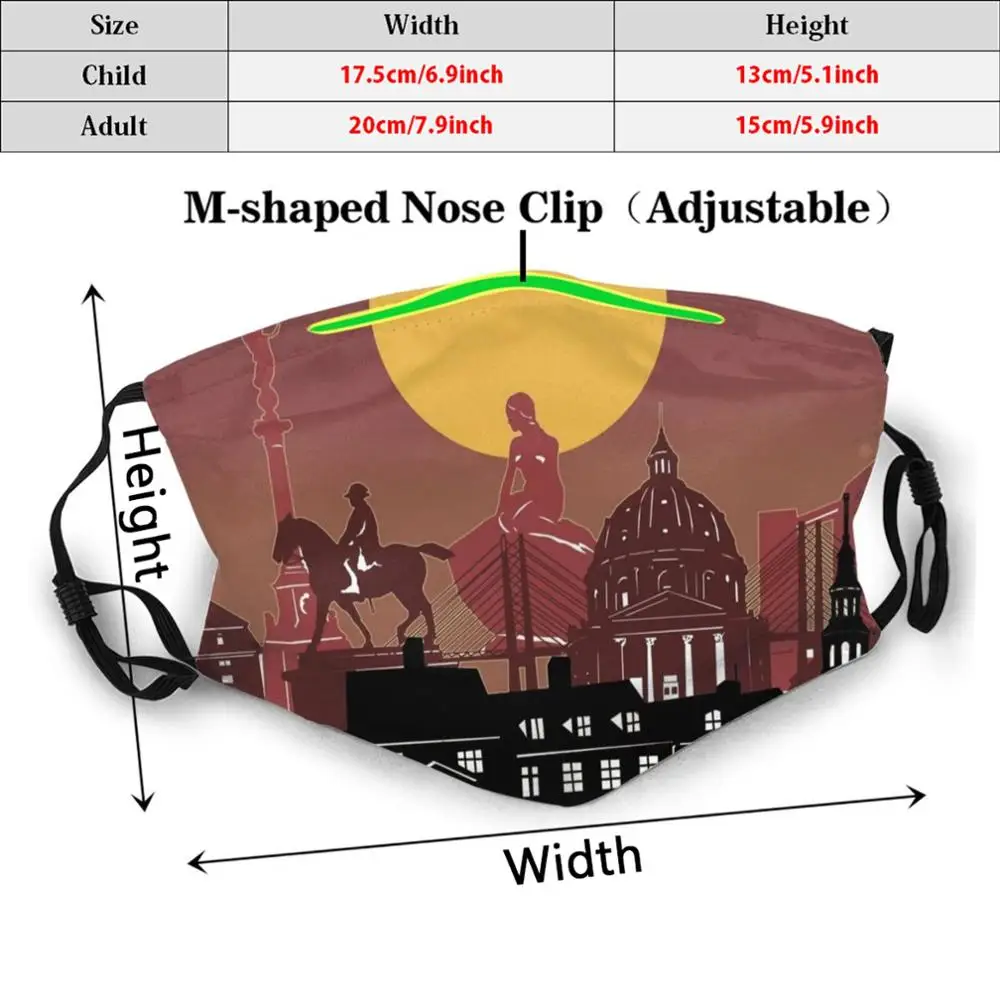 Маска Копенгагена Skyline с принтом моющаяся маска забавным Ротом даты Дания