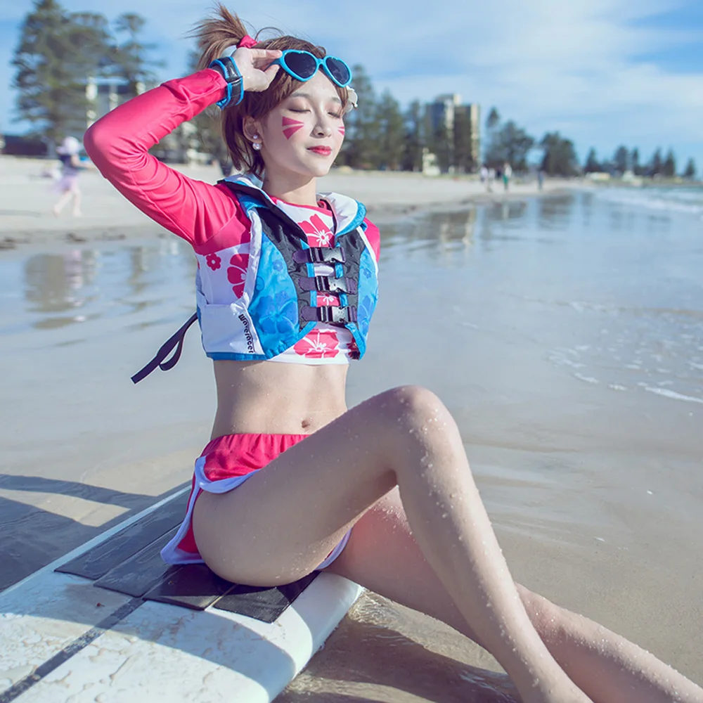 VEVEFHUANG Kосплей игра OW D/Va Hana Песня Косплей Костюм волна во ржавчине синяя кожа наряд