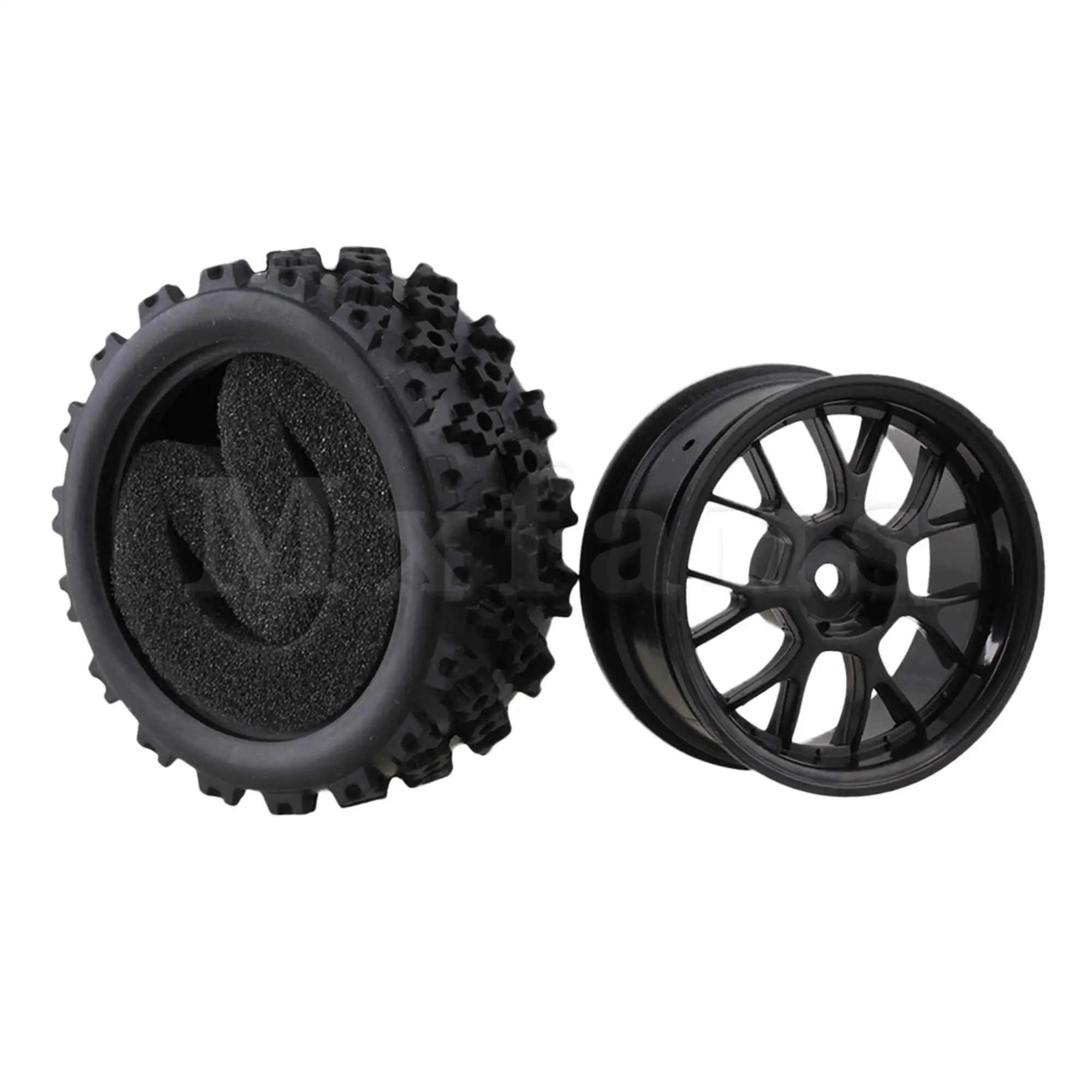 

Mxfans 4 x RC 1:10 On Road Car Plastic Y Shape Wheel Rim+Flower Pattern Rubber Tyre Mxfans